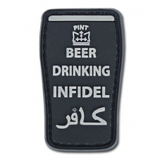 Nášivka na suchý zip 4TAC Beer Drinking Infidel - Black / 30x50mm