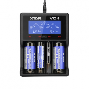 Nabíječka USB XTAR VC4 pro:  3.6 / 3.7 Li-ion / IMR / INR / ICR   Ni-MH / Ni-CD AAAA, AAA, AA, A, SC, C, D