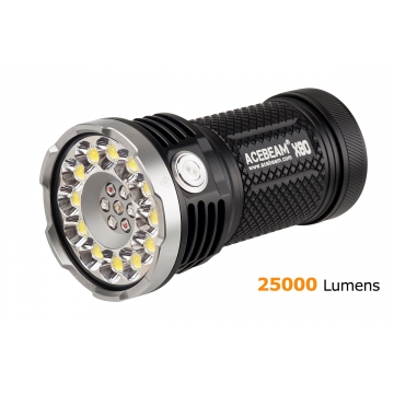 Svítilna Acebeam X80  / Bílá+RGB+UV / 25000lm (1m+1.3h) / 332m / 11 režimů / IPx8 / Včetně Li-Ion 4*18650 / 330gr