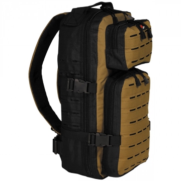Batoh MFH Assault-Travel Laser / 30L / 23x44x18cm black-coyote tan